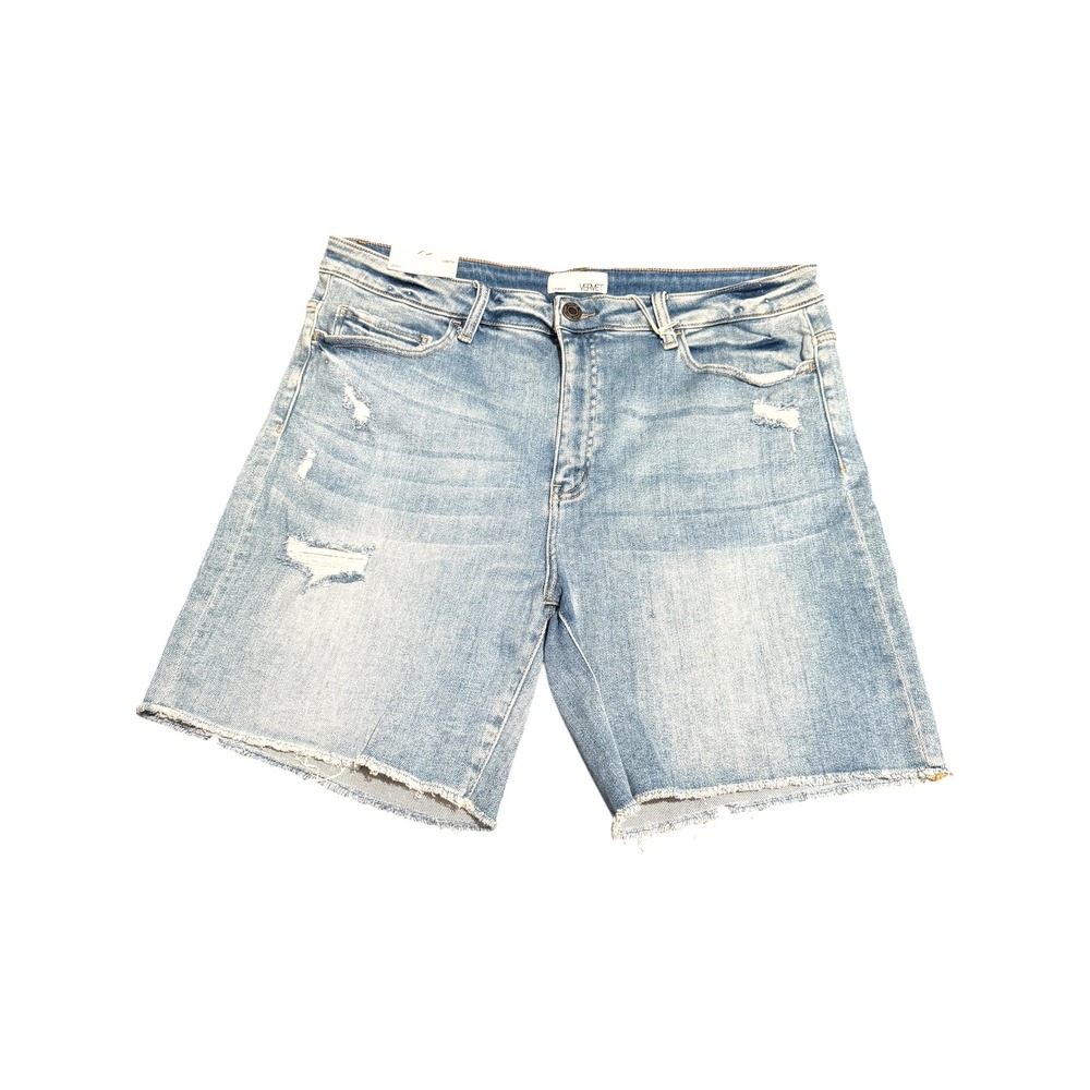 Vervet Loretta Midi Shorts 3X NWT Light Wash Distressed Stretch Denim